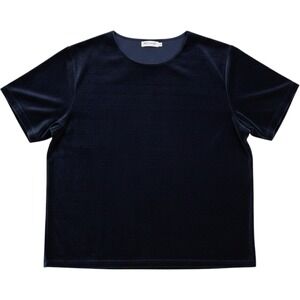 Sostanza Plus Size Navy Blue Velvet Short Sleeve T-Shirt Crew Neck 2X 22/24